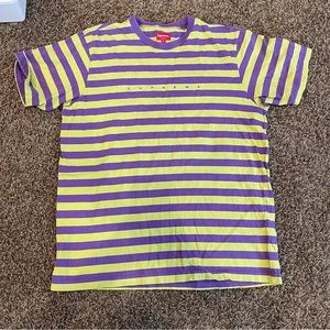 SUPREME Purple and Green Striped T-shirt